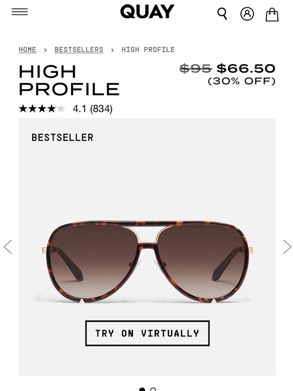 Brand new! Quay Australia High Profile Aviator Sunglasses - Tortoise Brown